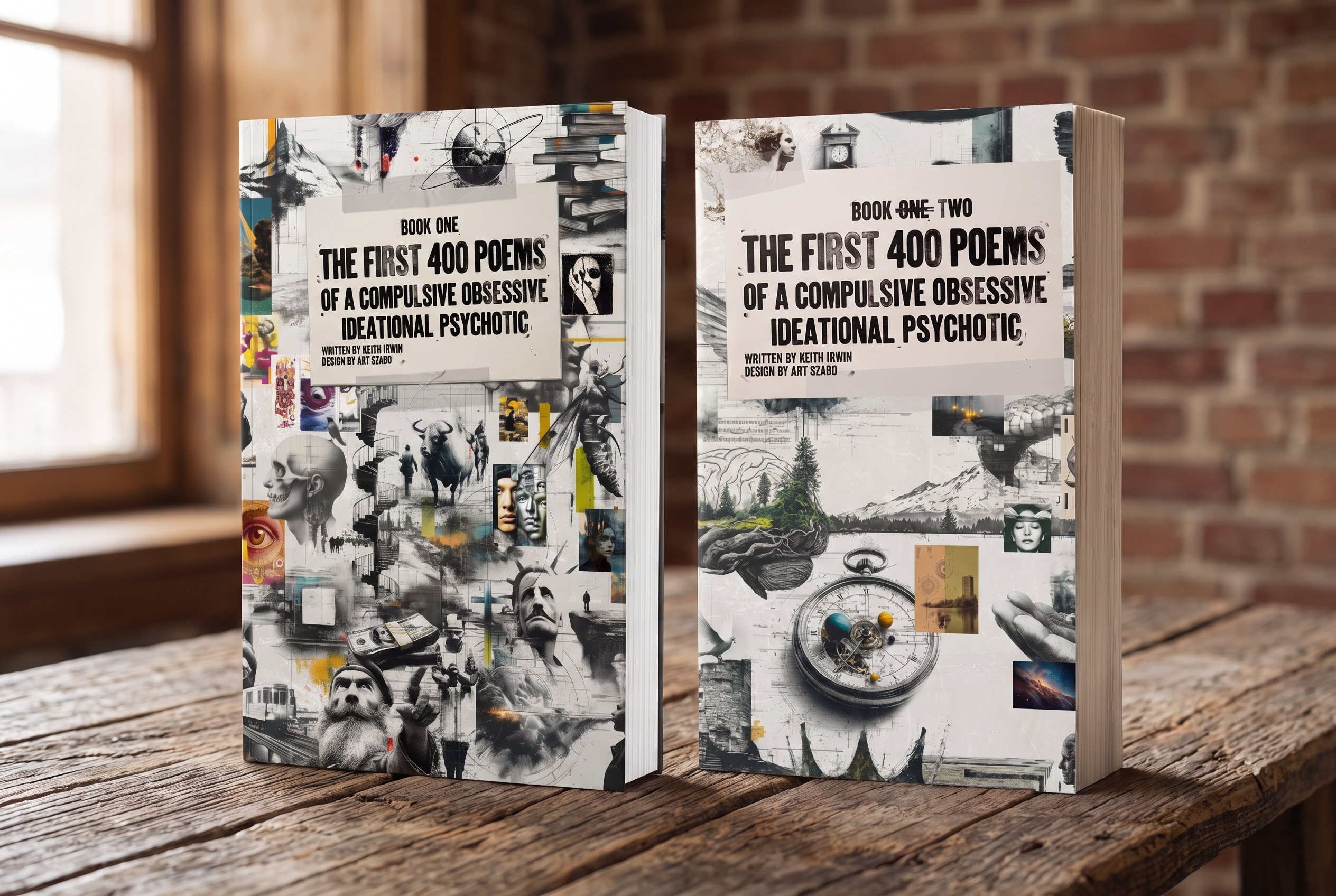 Book One and Book Two standing side by side, both 6x9 paperback softcovers
